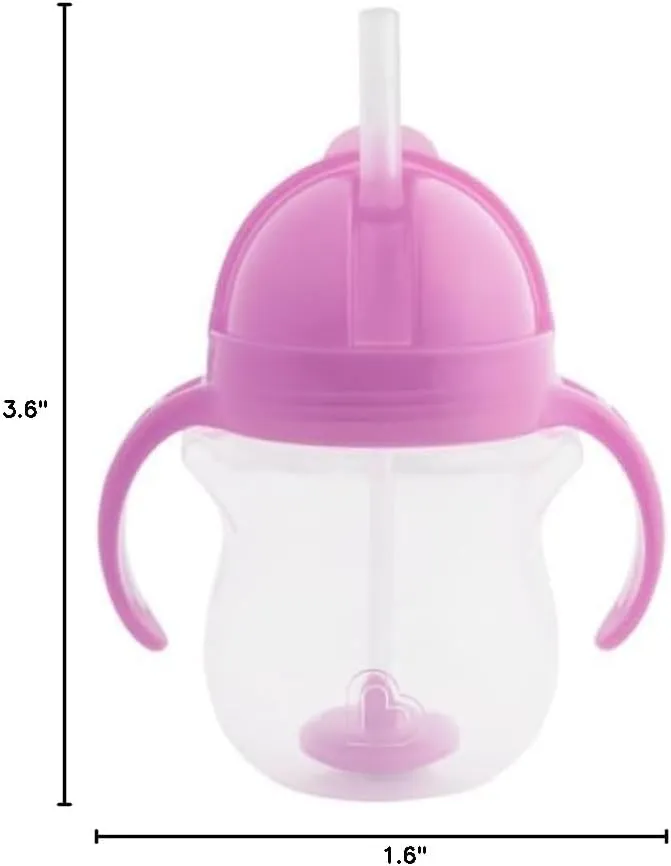 Munchkin Weighted Straw Sippy Cups for Toddlers 7oz, Leak Proof, Easy to Hold-Great toddler cups with straws, Supports Straw-use Education, Straw Cups (Purple/Green)