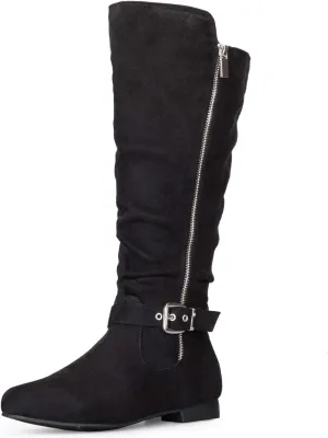 mysoft Women's Knee High Boots Flat Warm Fall Boots with Side Zipper