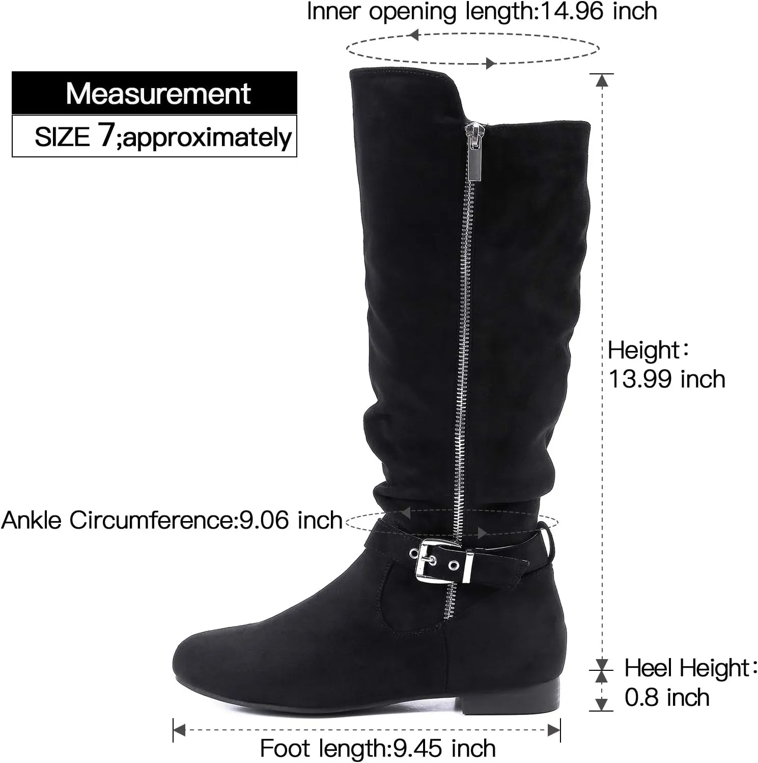 mysoft Women's Knee High Boots Flat Warm Fall Boots with Side Zipper