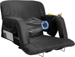 NAIZEA Stadium Seats w/Fans,Foldable Stadium Seats with Back Support, Cooling Seat for Bleachers, Cooling Seat Cushion，2 Fans & 5 Cooling Speed, Battery NOT Included