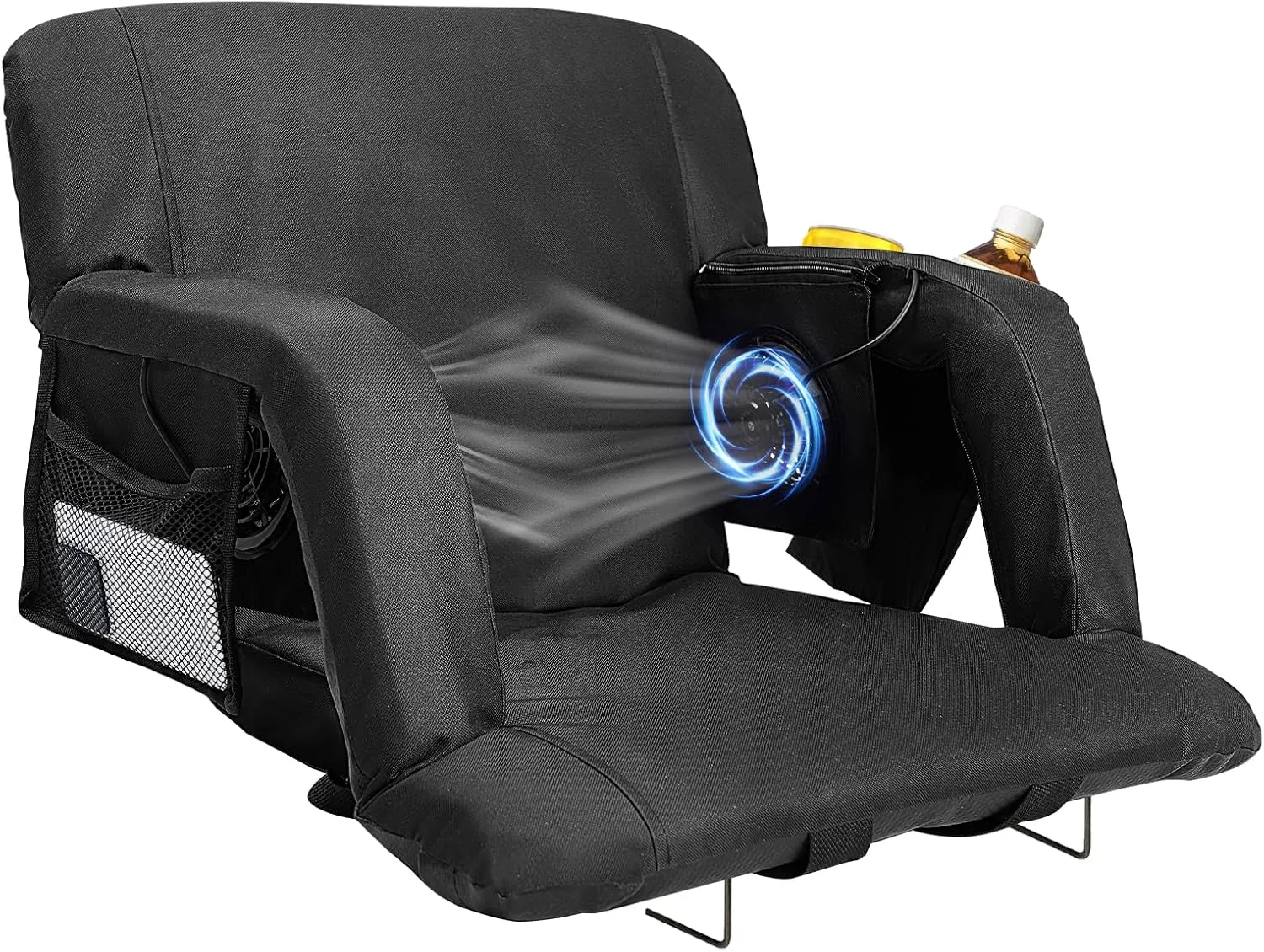 NAIZEA Stadium Seats w/Fans,Foldable Stadium Seats with Back Support, Cooling Seat for Bleachers, Cooling Seat Cushion，2 Fans & 5 Cooling Speed, Battery NOT Included