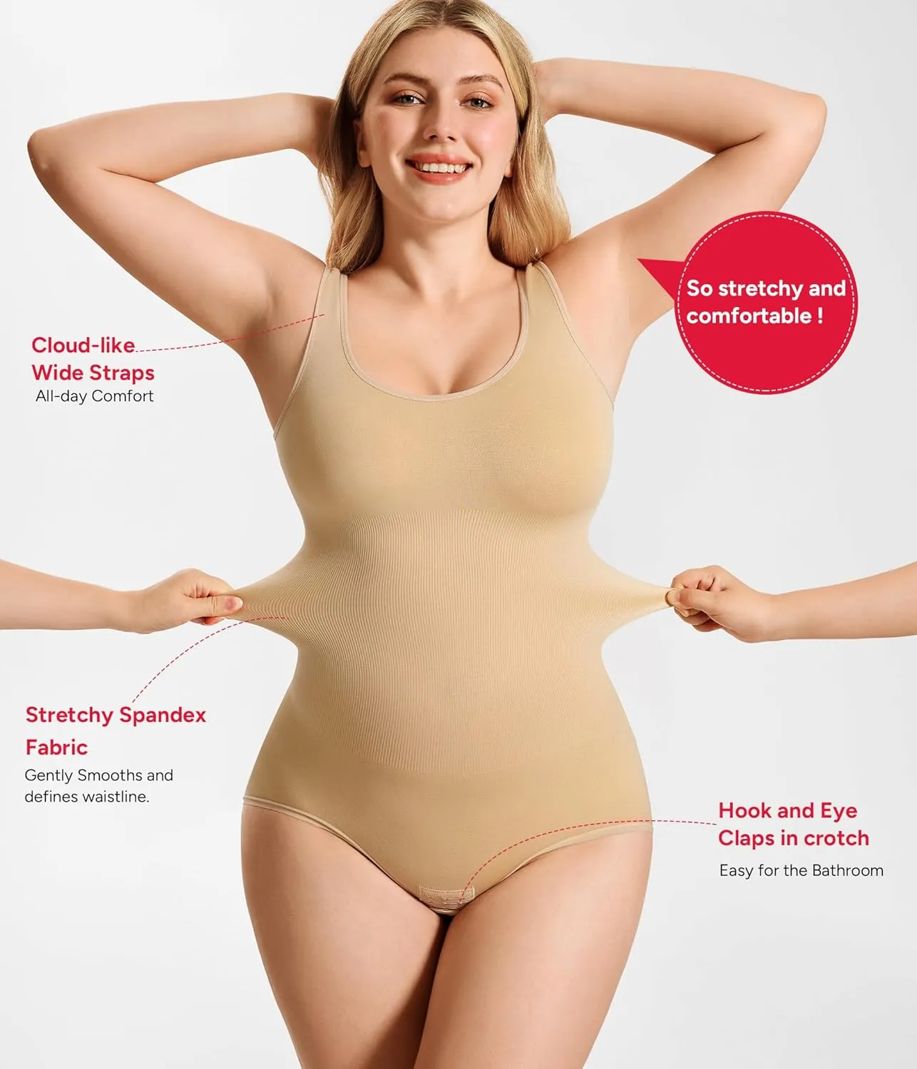 Nebility Bodysuit Shapewear for Women Tummy Control Body Shaper Faja Waist Trainer Seamless Body Suit Going Out Tops