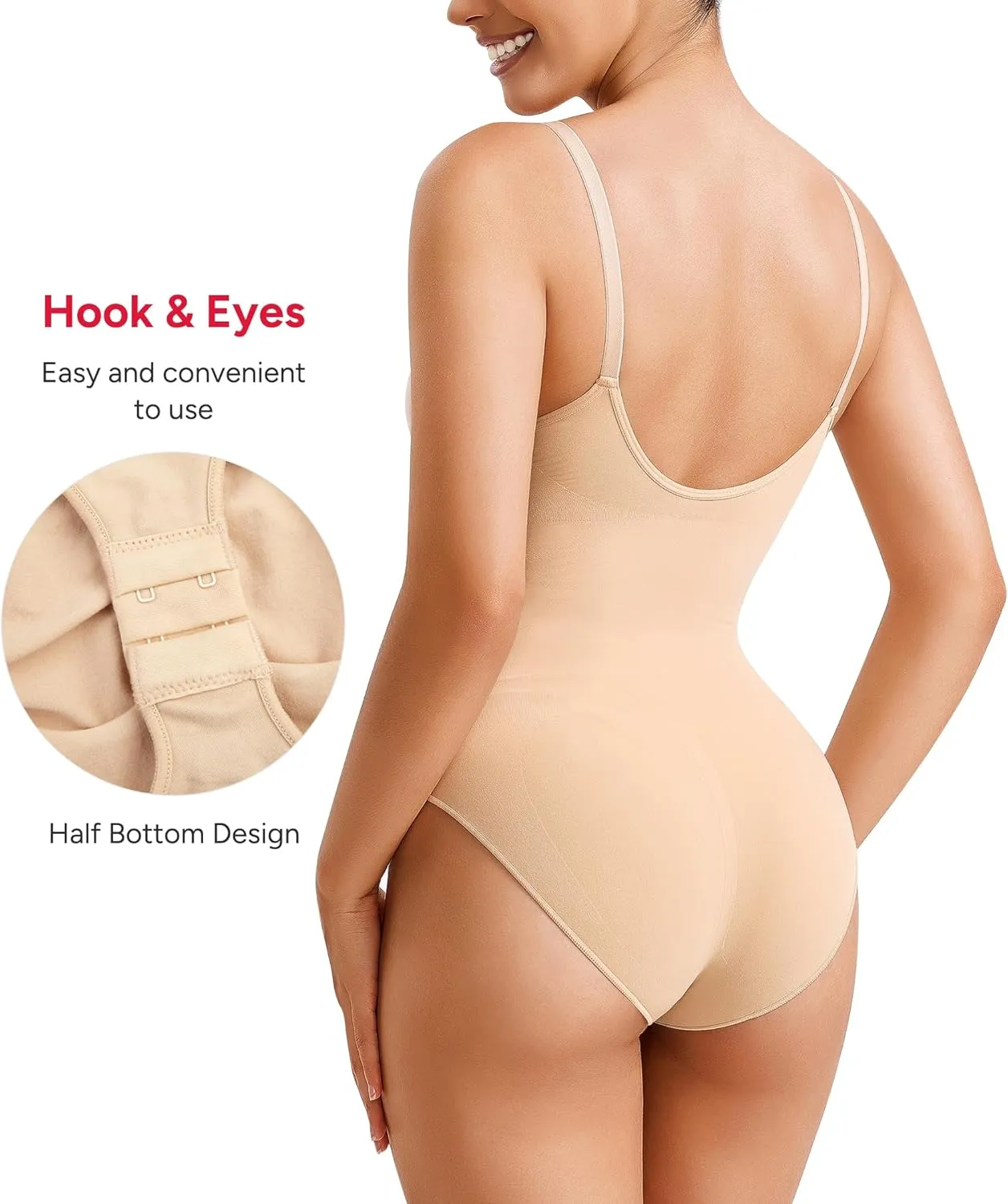 Nebility Shapewear Bodysuit for Women Tummy Control Body Shaper Seamless Sculpting Snatched Waist Trainer Body Suit