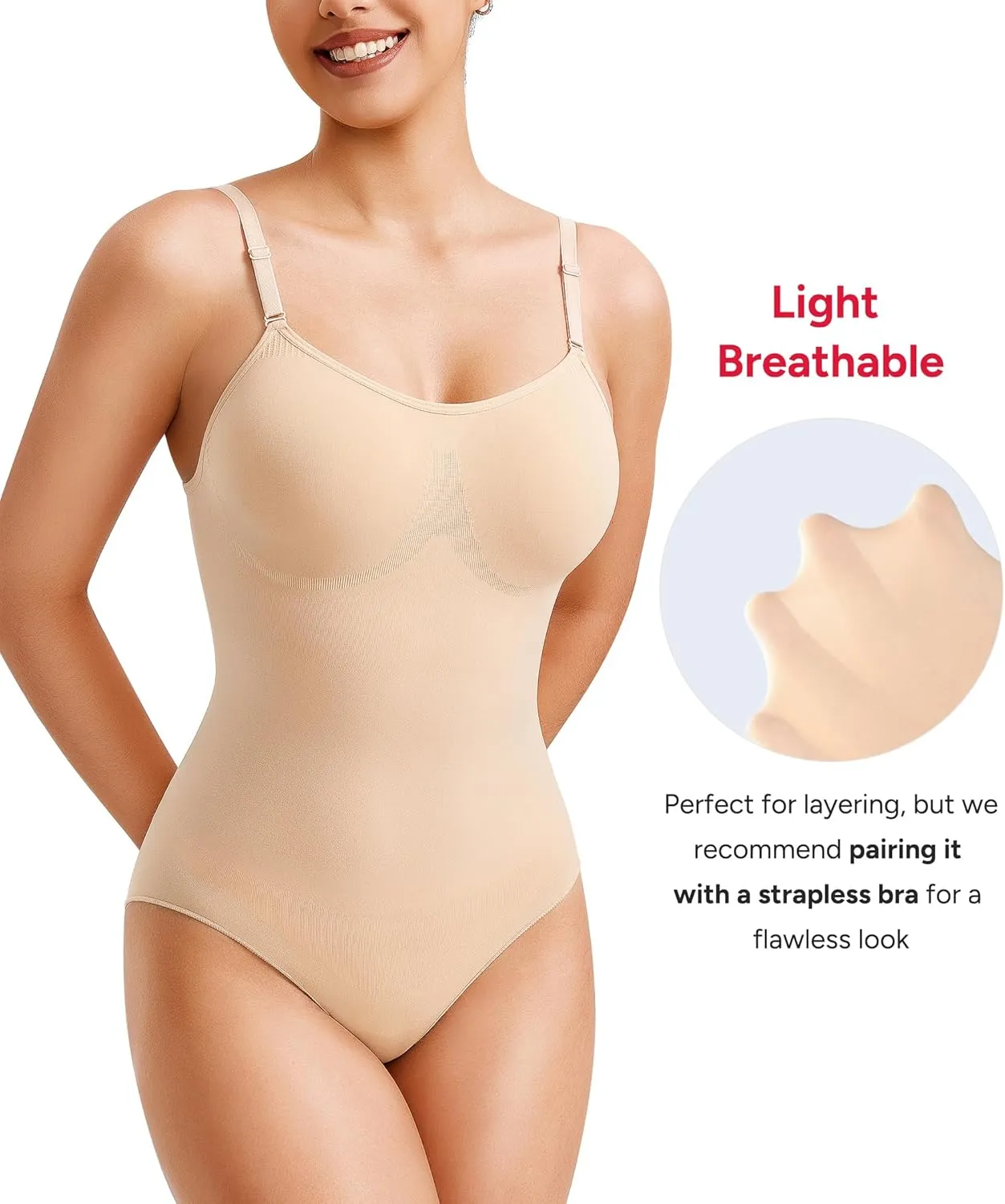 Nebility Shapewear Bodysuit for Women Tummy Control Body Shaper Seamless Sculpting Snatched Waist Trainer Body Suit