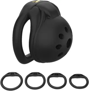 New Men's Embedded Small Locking core Honeycomb Safety cage, Ventilated and Breathable, with Four Fixed carabiners (38mm/43mm/48mm/52mm) (Black, Flat Rings)