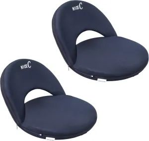 Nice C Stadium Seats, Floor Chairs, Bleacher Chairs, 10-Posisition Reclining Waterproof Cushion, Ultralight, Foldable, Extra Thick Padding, with Shoulder Strap & Net Pocket (Set of 2 Black)