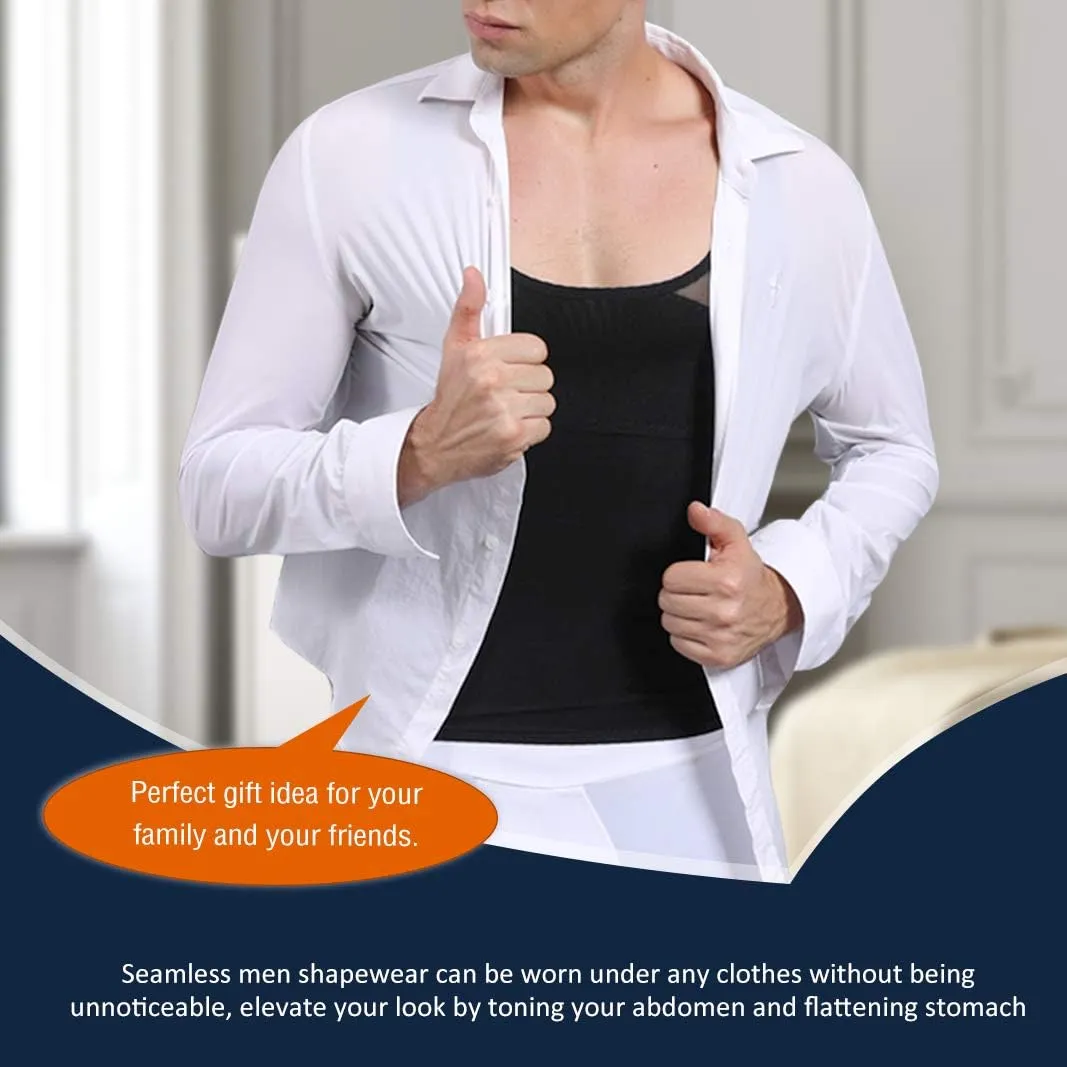 NonEcho Men Shapewear Compression Shirts Undershirts Slimming Body Shaper Waist Trainer Tank Top Vest with Zipper
