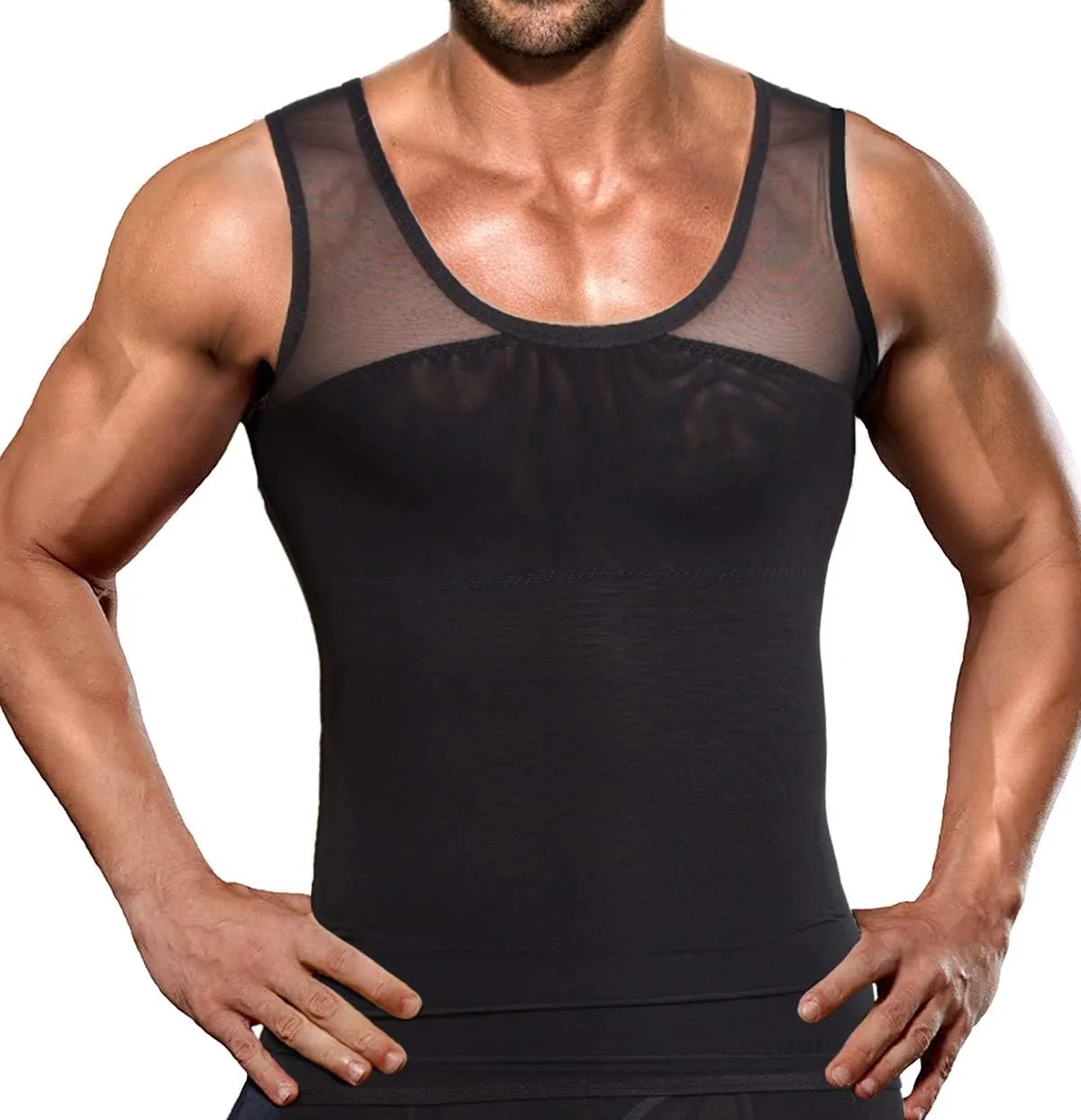 NonEcho Men Shapewear Compression Shirts Undershirts Slimming Body Shaper Waist Trainer Tank Top Vest with Zipper