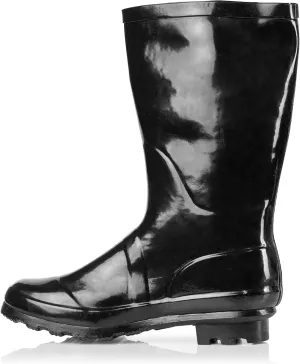 NORTY Women's Hurricane Rain Boots - Mid-Calf Length - Glossy Matte Waterproof Rubber Shoes