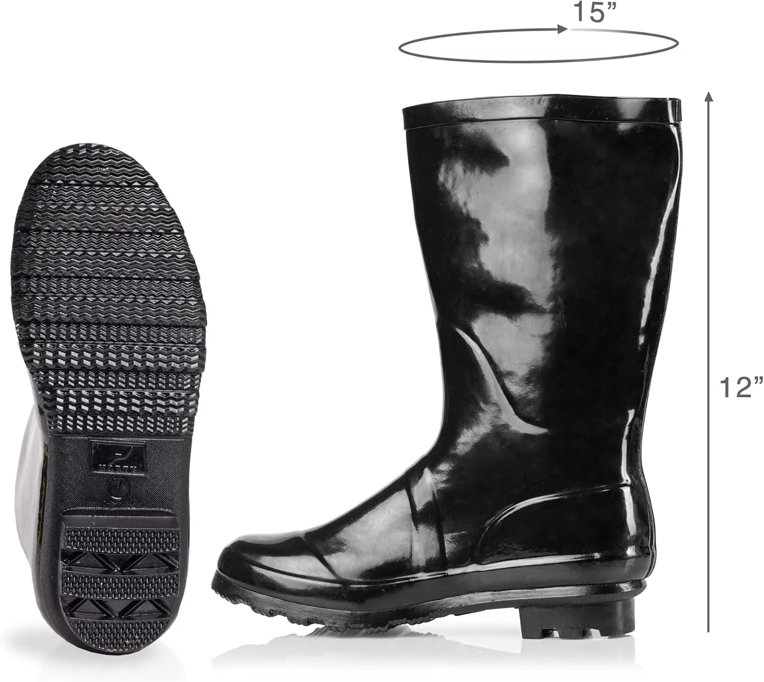 NORTY Women's Hurricane Rain Boots - Mid-Calf Length - Glossy Matte Waterproof Rubber Shoes
