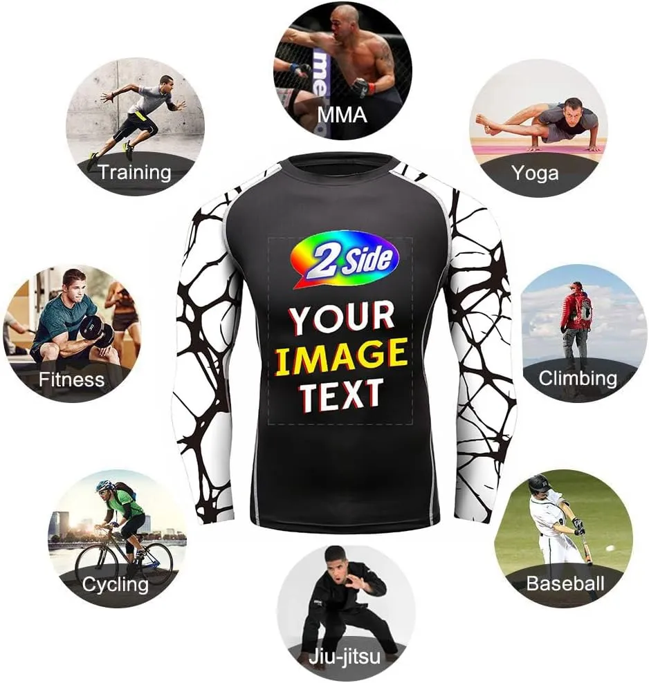 O2TEE Design Your Own Long Sleeve Compression Trainning Top Front & Back Add Your Text