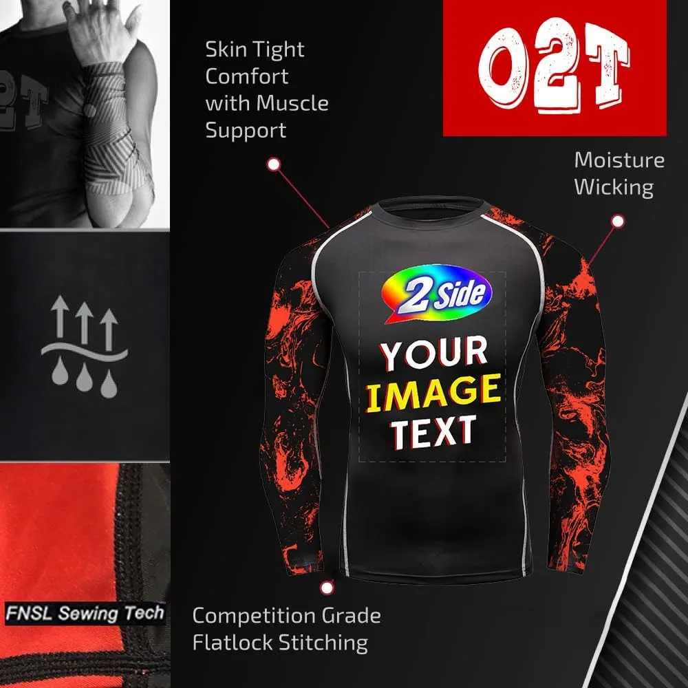 O2TEE Design Your Own Long Sleeve Compression Trainning Top Front & Back Add Your Text