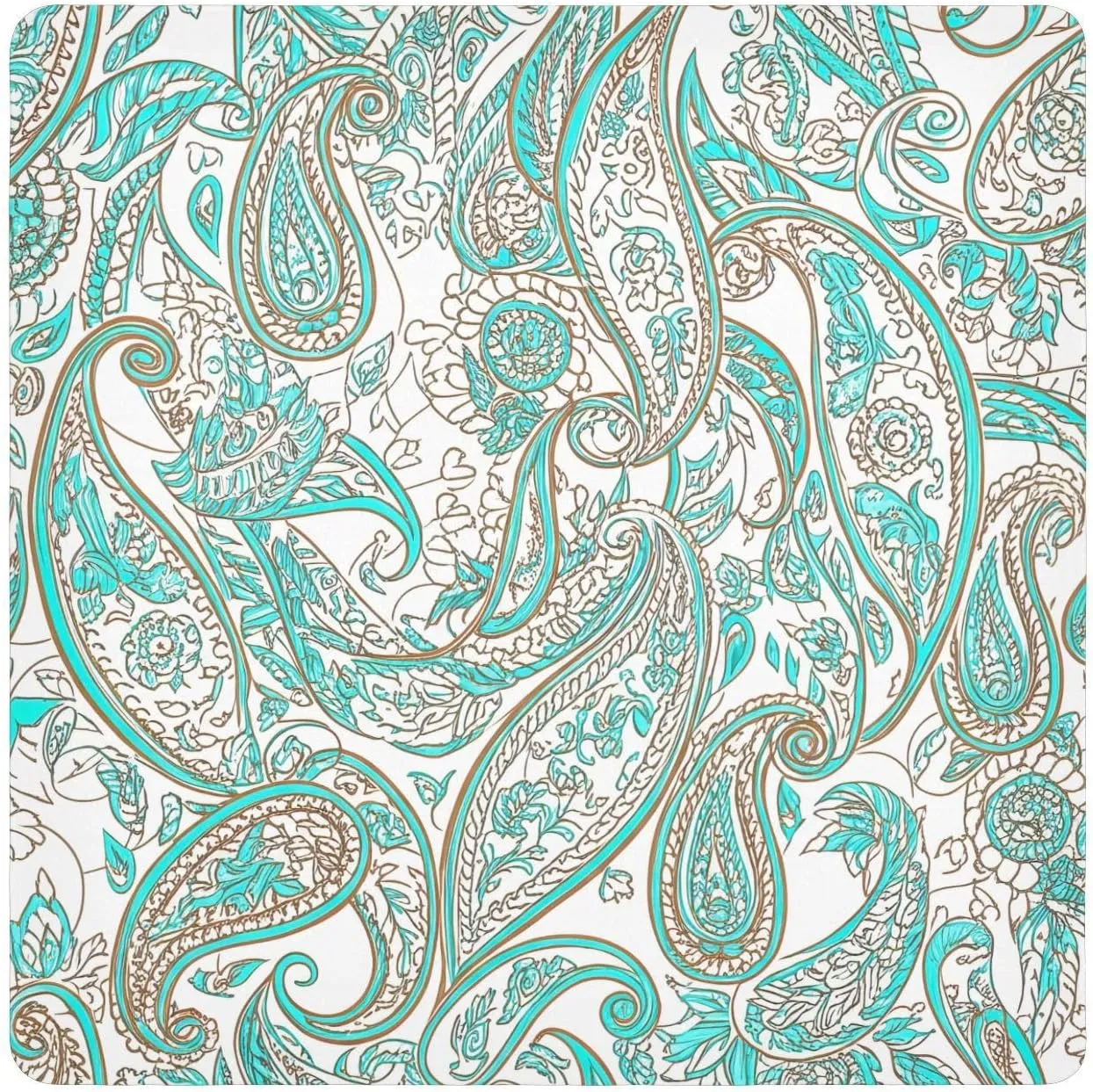 ODAWA Paisley Aqua Beige 21.7"x21.7" Self Adhesive Cloth Multi-purpose Wrap Cloth, Easy-Storage Magic Cloths for Camera