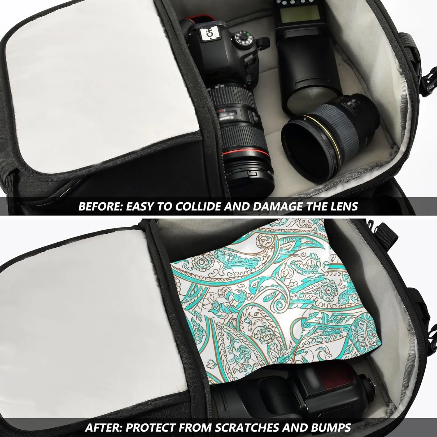 ODAWA Paisley Aqua Beige 21.7"x21.7" Self Adhesive Cloth Multi-purpose Wrap Cloth, Easy-Storage Magic Cloths for Camera
