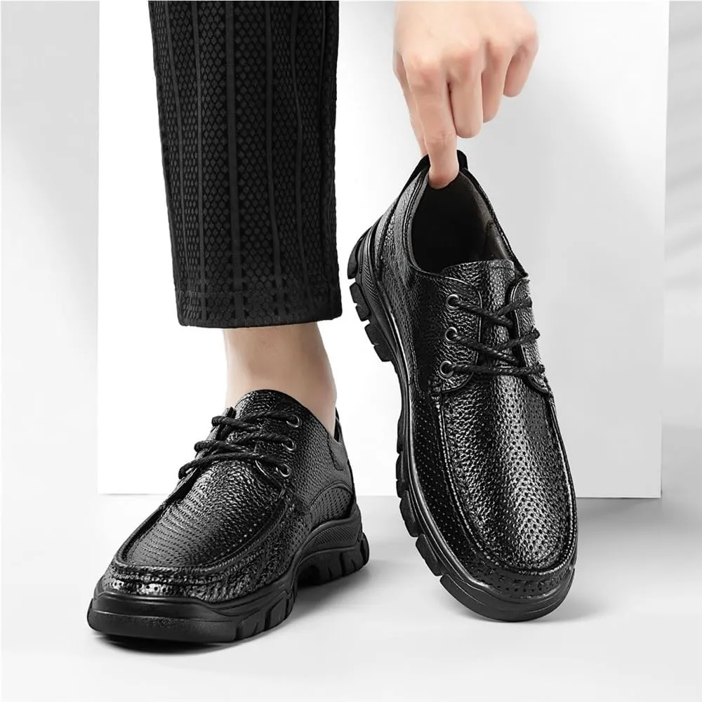 Office Loafers Non-Slip Cut Out Oxford Modern Lace up Leather Business Work Soft Wedding Shoes