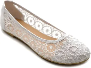 Ollio Women's Ballet Shoe Floral Lace Breathable Flat