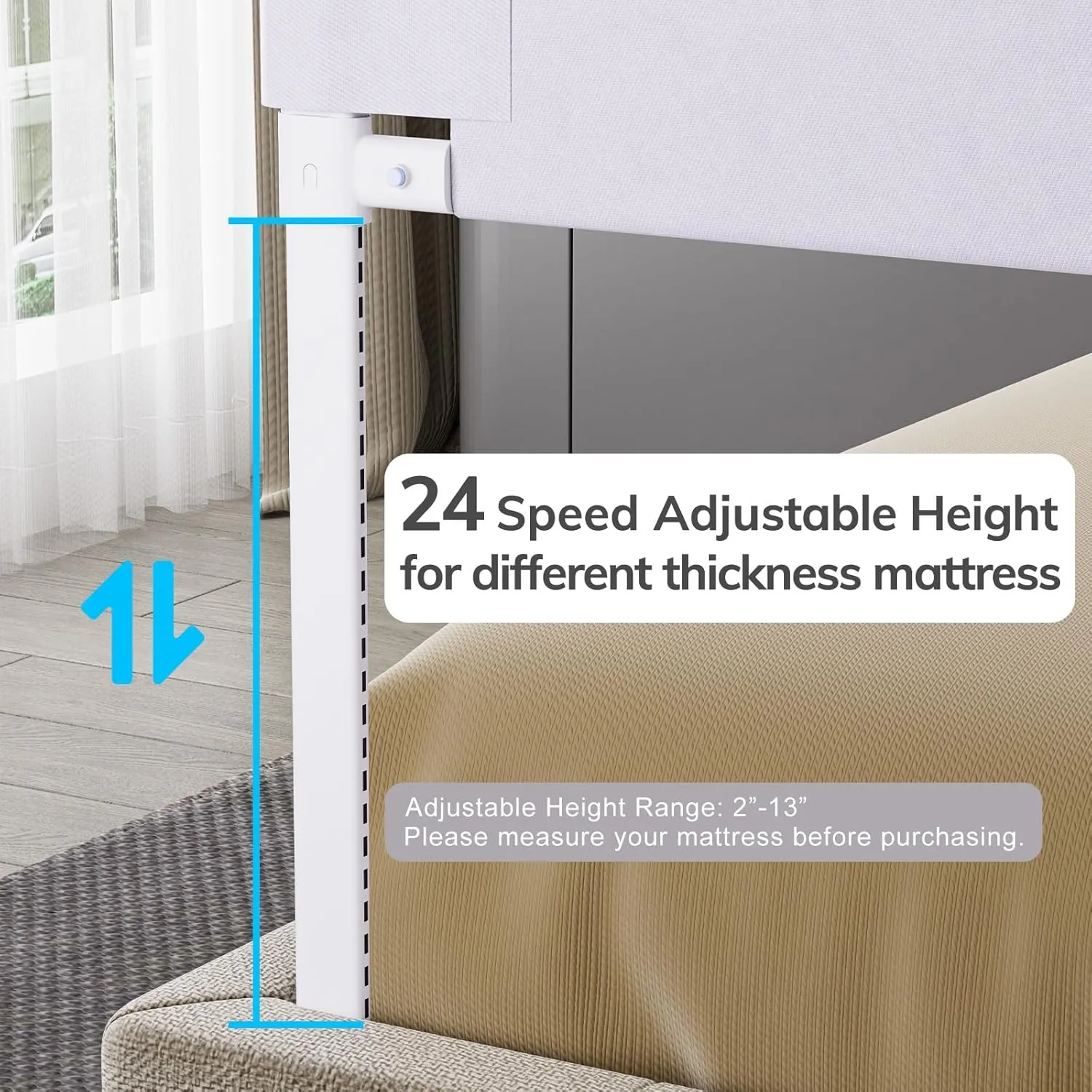 omzer Bed Rail for Toddlers - Toddler Bed Rails with Double Child Lock - Bed Rail for Baby Kids with Pattern - Height Adjustment Guard Rails for Twin Size Bed - 1 Pack, 39”