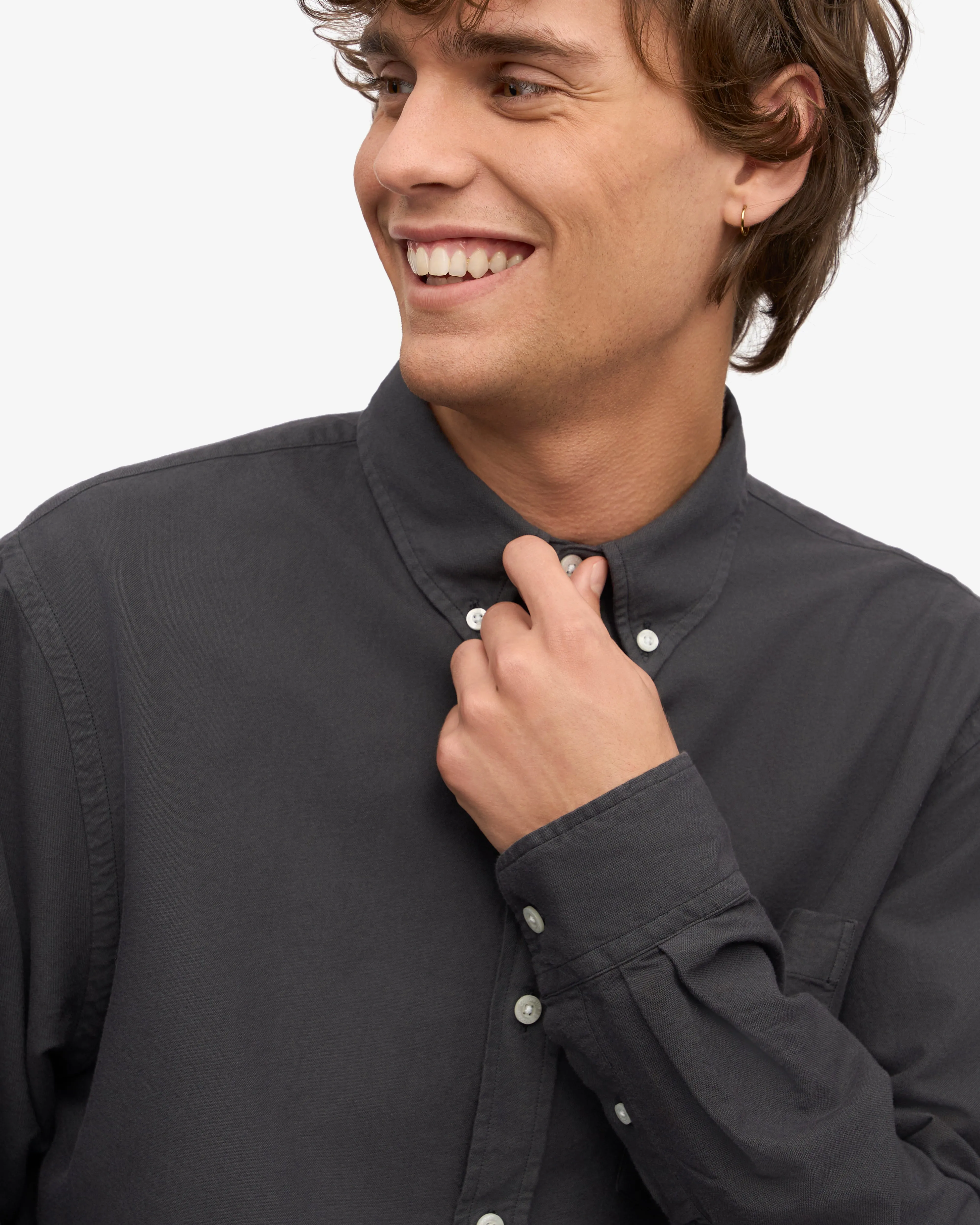 Organic Button Down Shirt - Lava Grey