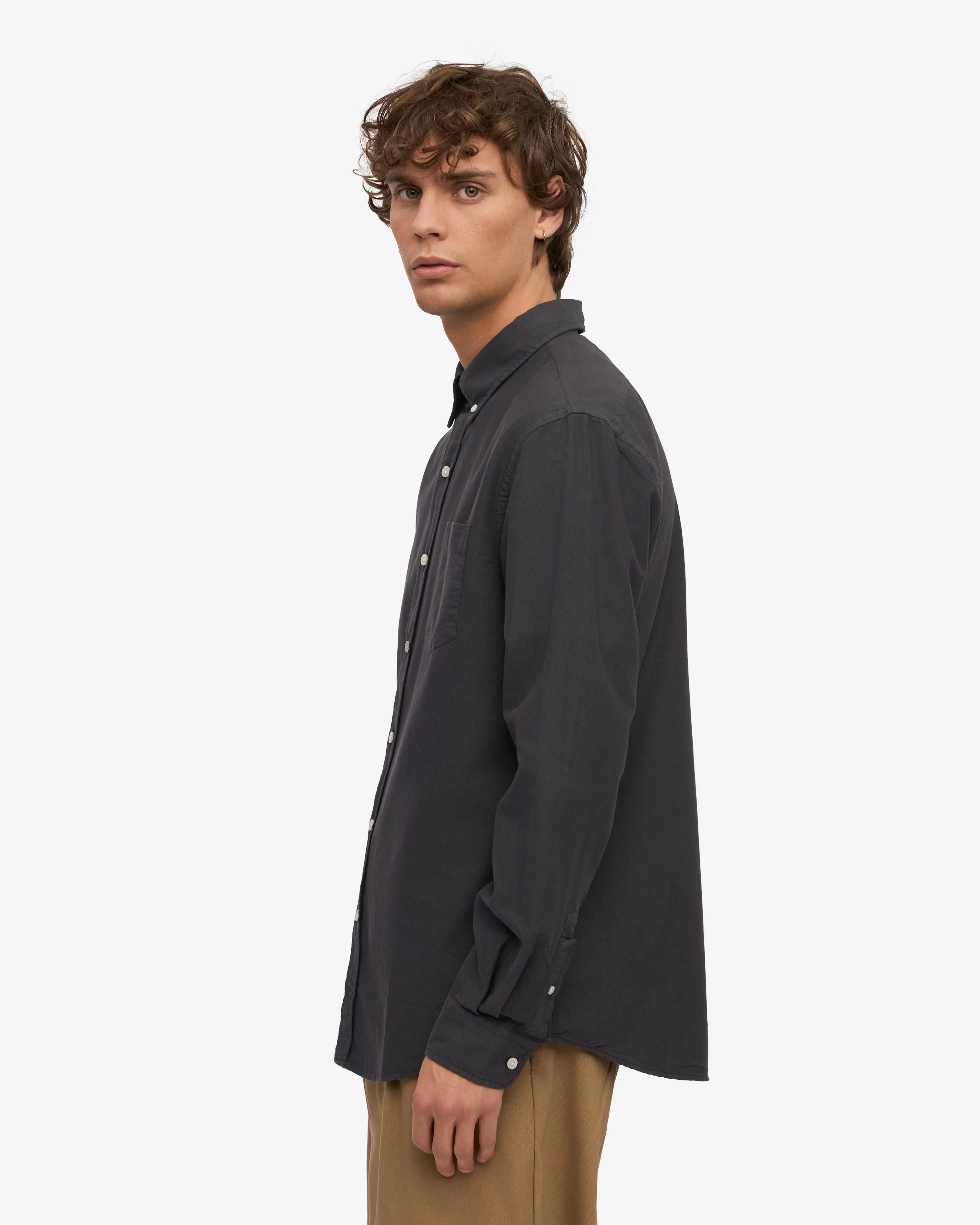 Organic Button Down Shirt - Lava Grey