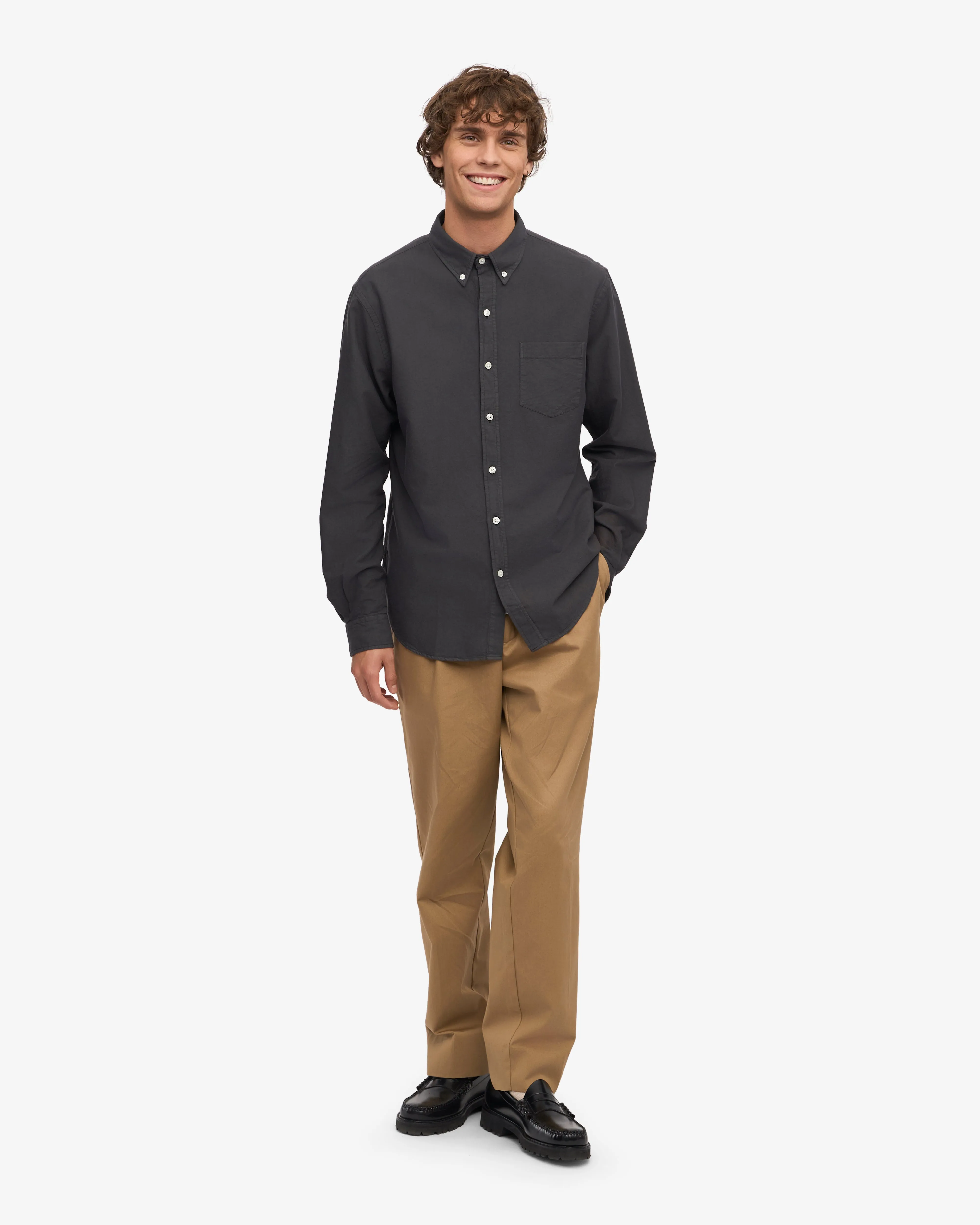 Organic Button Down Shirt - Lava Grey