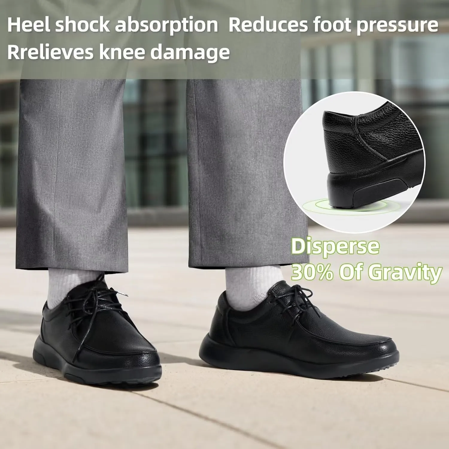 OrthoComfoot Men's Orthopedic Leather Dress Walking Shoes: Casual Plantar Fasciitis Fashion Sneakers with Arch Support, Comfortable Orthotic Business Work Oxfords for Foot and Heel Pain Relief