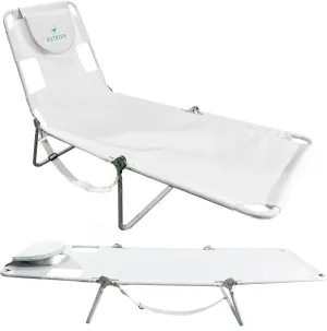 Ostrich 72 by 22 Inch Versatile Chaise Lounge Portable Reclining Lounger, Outdoor Patio, Beach, Lawn, Camping, or Pool Tanning Chair, White