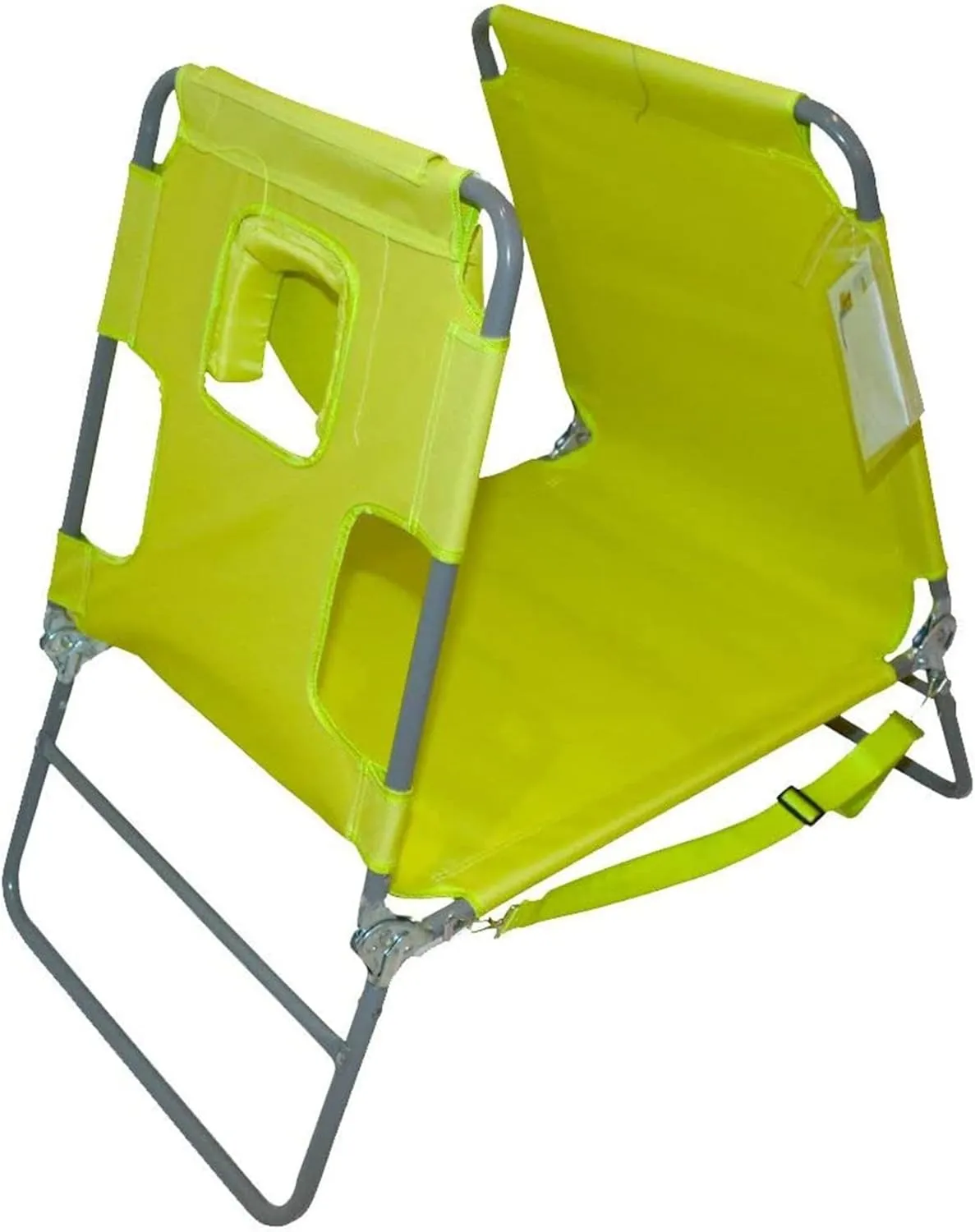Ostrich Chaise Lounge, Facedown Beach Camping Pool Tanning Chair, Lime Green