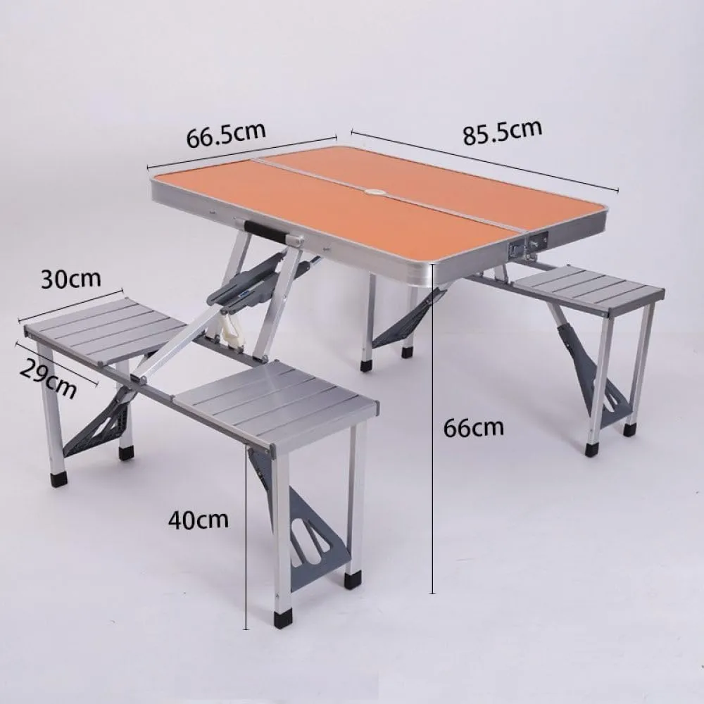 Outdoor Camping Folding Table and air One Table Four airs Aluminum Alloy Connected Simple Portable Folding Picnic Table,Orange