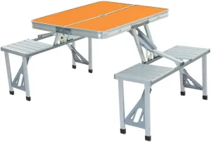 Outdoor Camping Folding Table and air One Table Four airs Aluminum Alloy Connected Simple Portable Folding Picnic Table,Orange