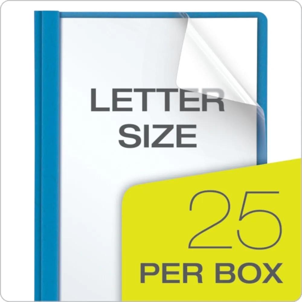 Oxford Clear Front Report Covers, Light Blue, Letter Size, 25 per Box (55801)