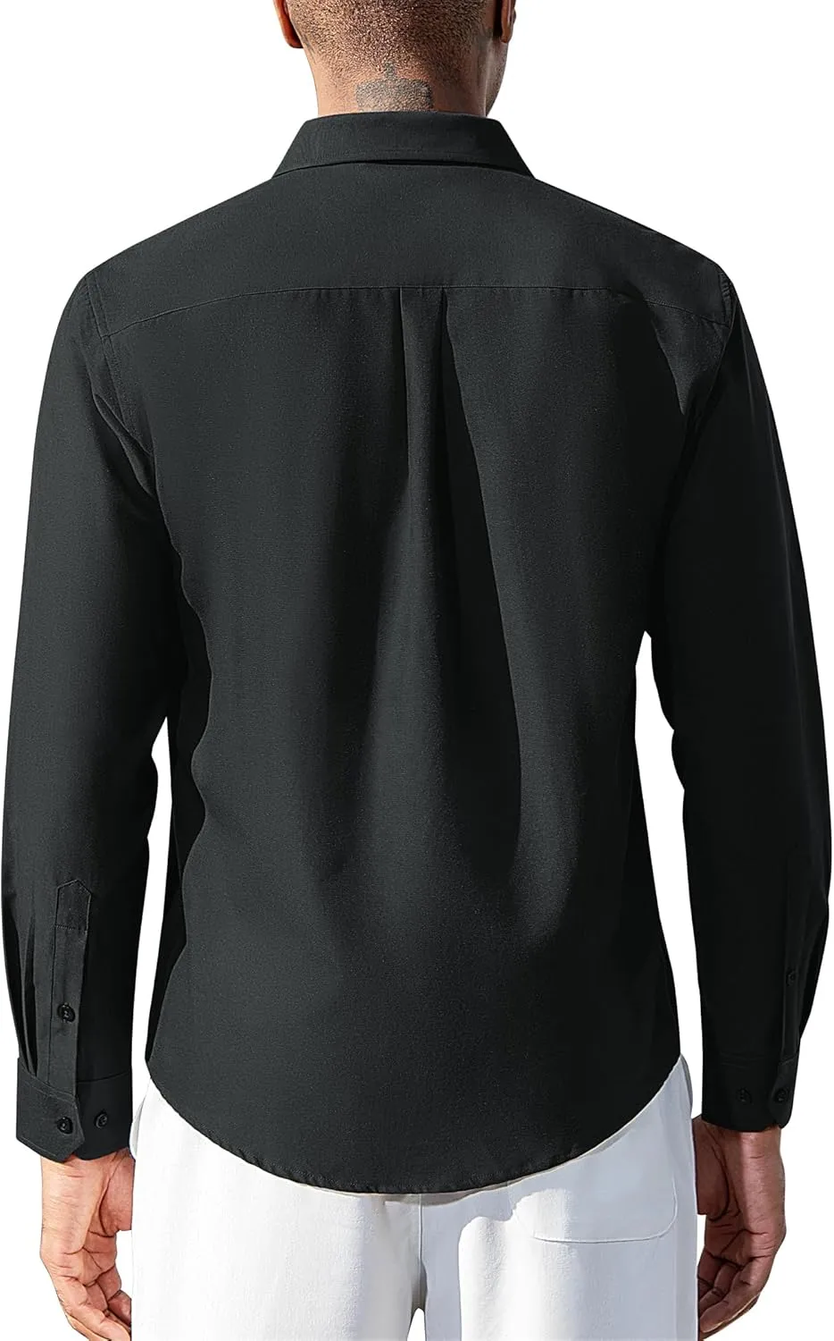 Oxford Dress Shirts for Men Long Sleeve Oxford Casual Dress Button Down Shirts Contrast Button Shirts with Pocket