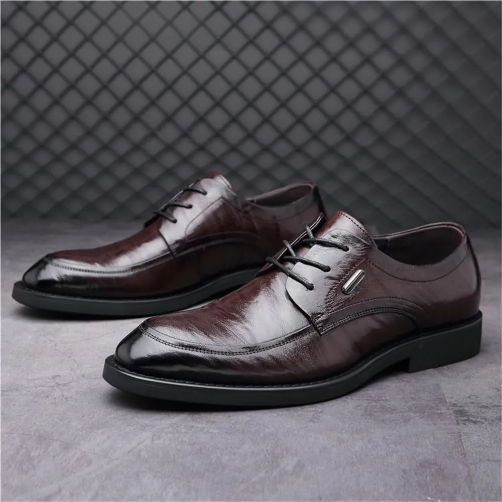 Oxford Lace Up Resistant Low Top Breathable Comfy Non Slip Rubber Sole Leather Shoes
