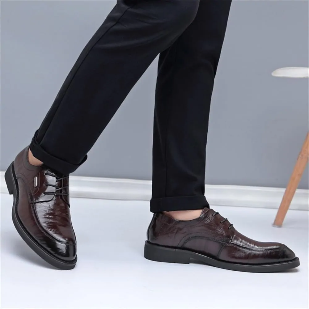 Oxford Lace Up Resistant Low Top Breathable Comfy Non Slip Rubber Sole Leather Shoes