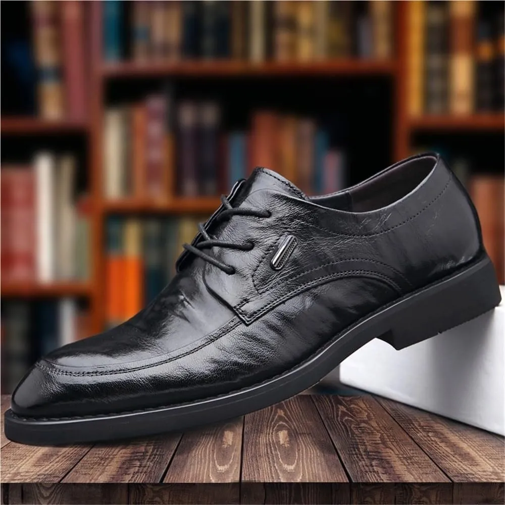 Oxford Lace Up Resistant Low Top Breathable Comfy Non Slip Rubber Sole Leather Shoes