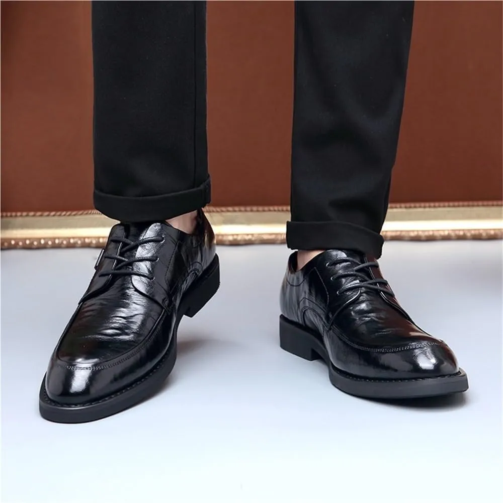 Oxford Lace Up Resistant Low Top Breathable Comfy Non Slip Rubber Sole Leather Shoes
