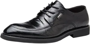 Oxford Lace Up Resistant Low Top Breathable Comfy Non Slip Rubber Sole Leather Shoes