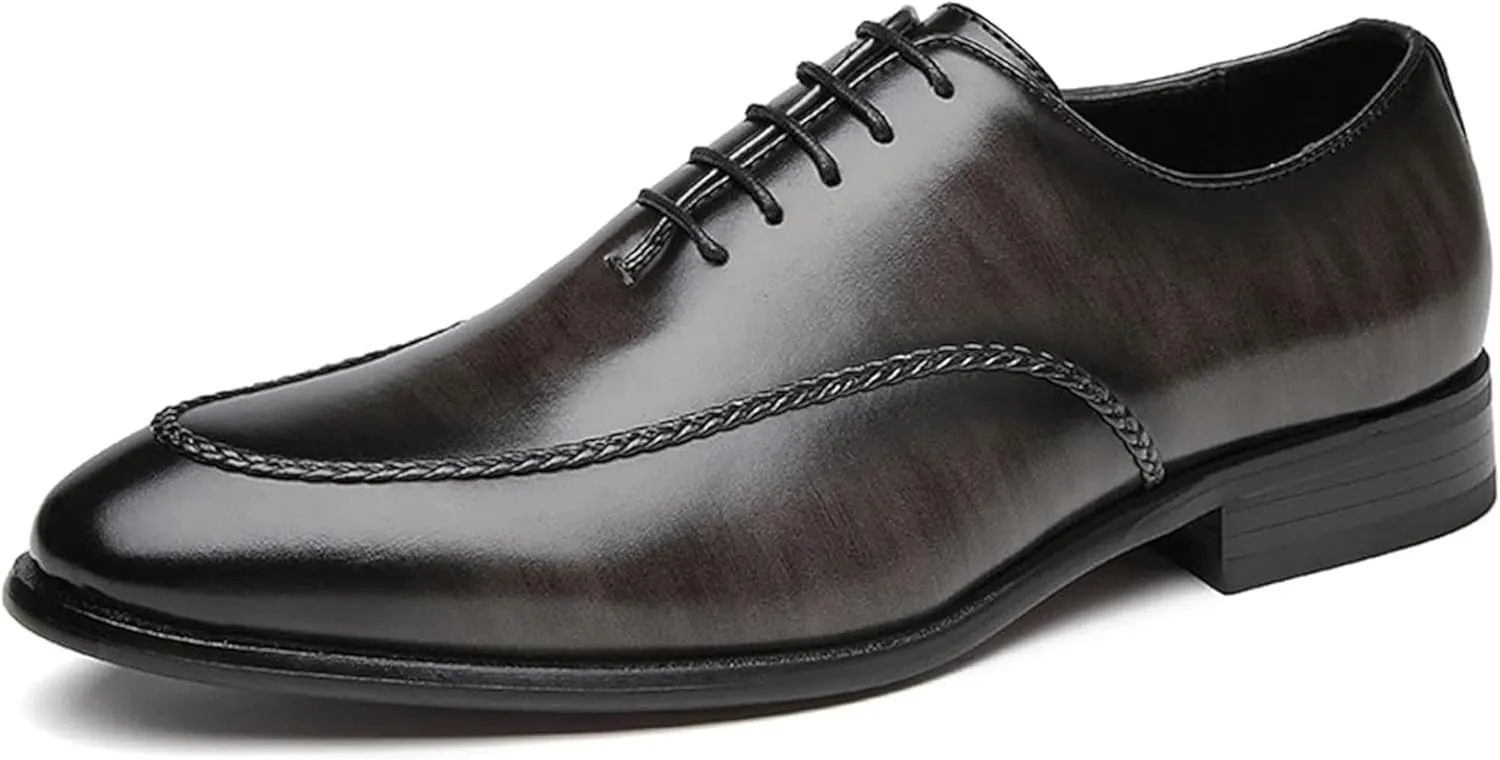 Oxford Men's Shoes British Formal Business Shoes Gentlemen's Elegant Office Shoes Fashion Wedding Dress Shoes, 9.5, Black