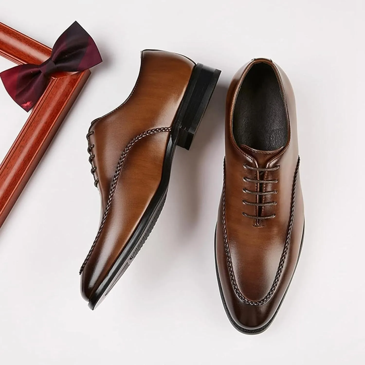 Oxford Men's Shoes British Formal Business Shoes Gentlemen's Elegant Office Shoes Fashion Wedding Dress Shoes, 9.5, Black