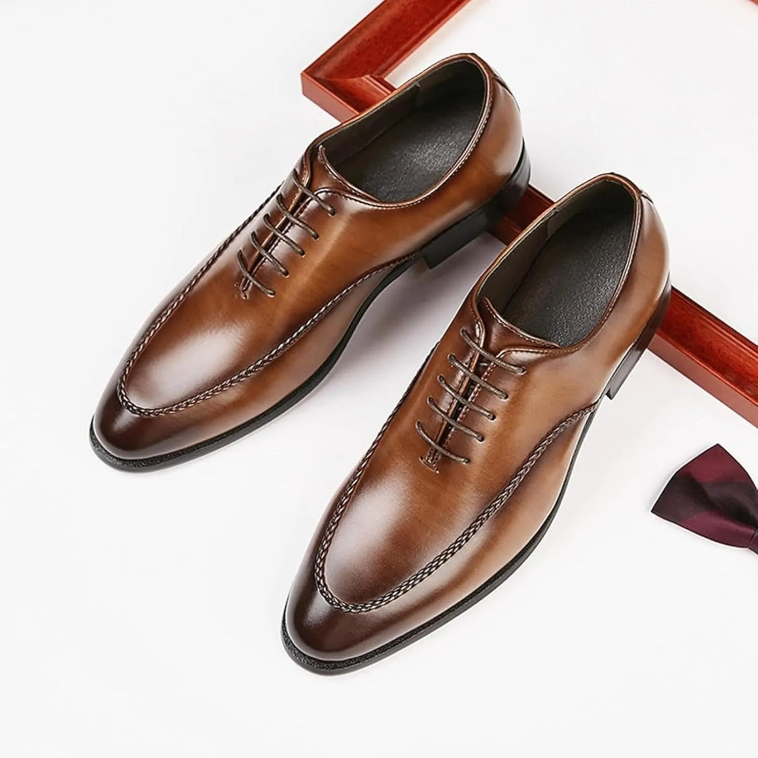 Oxford Men's Shoes British Formal Business Shoes Gentlemen's Elegant Office Shoes Fashion Wedding Dress Shoes, 9.5, Black