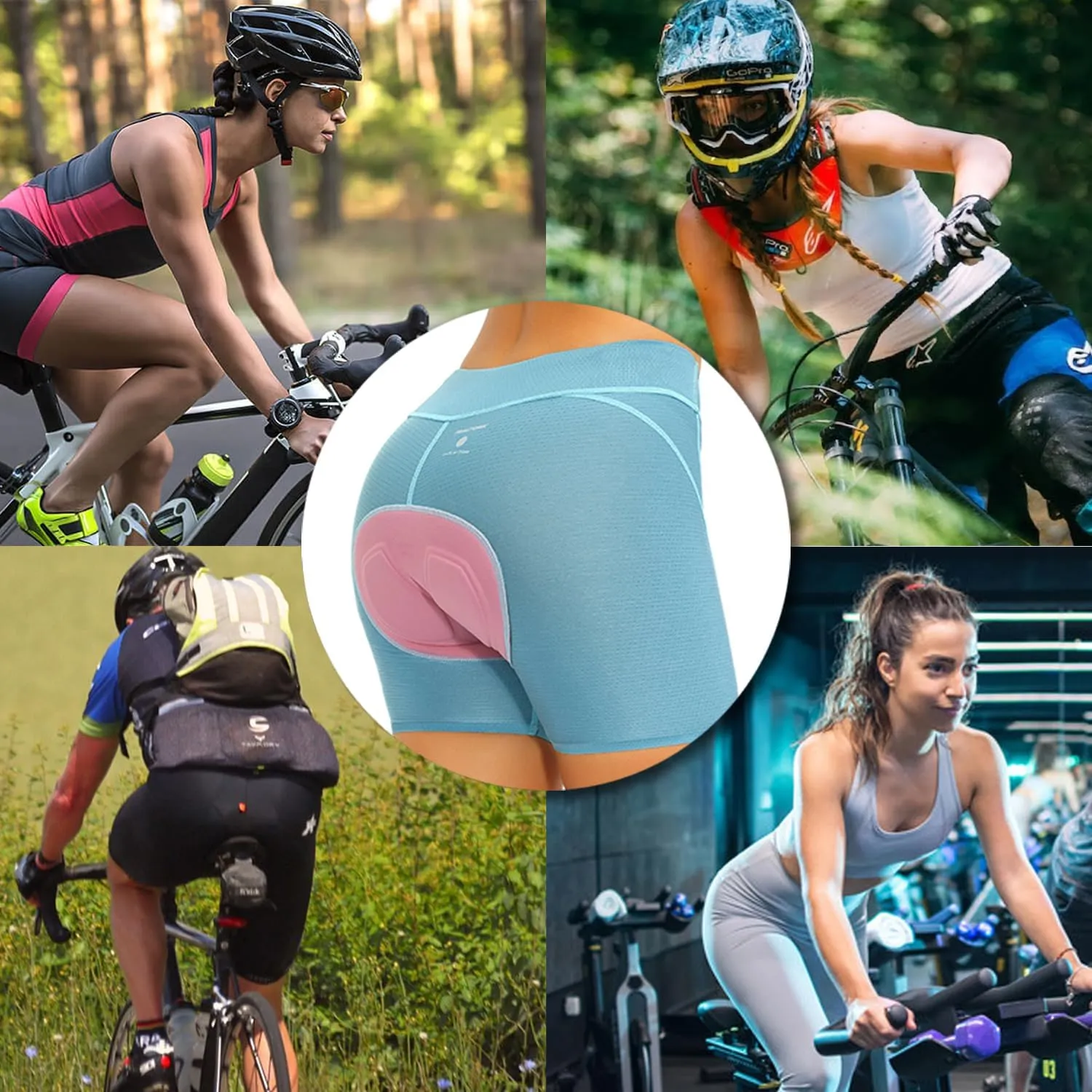 Padded Bike Shorts Women Cycling Underwear Bicycle Biking Biker Short with 4D Padding Super Lightweight Breathable