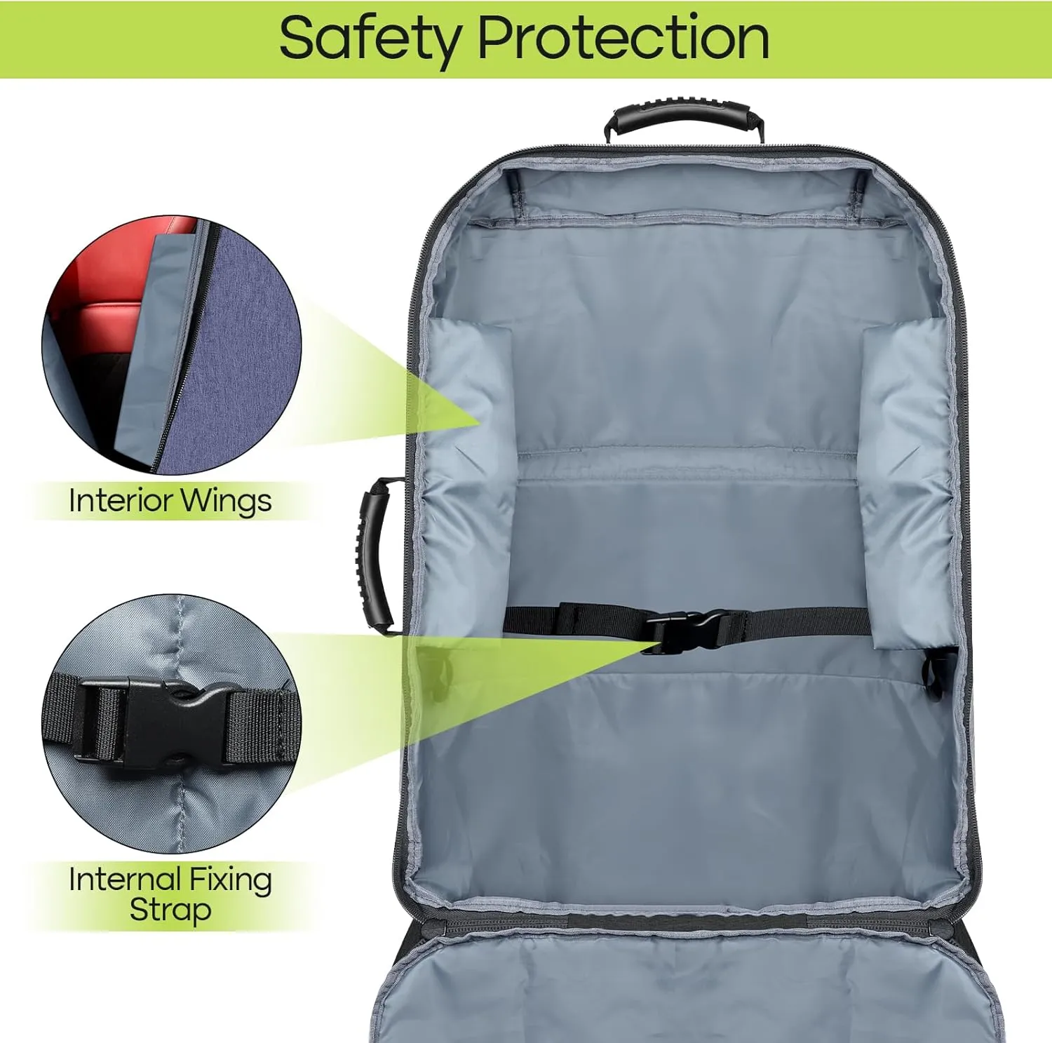 Padded Car Seat Travel Bag for Airplane, Heavy Duty Backpack for Air Travel, Water-Resistant Carrier with Shoulder Strap, Fits Most Car Seats (Blue Black)