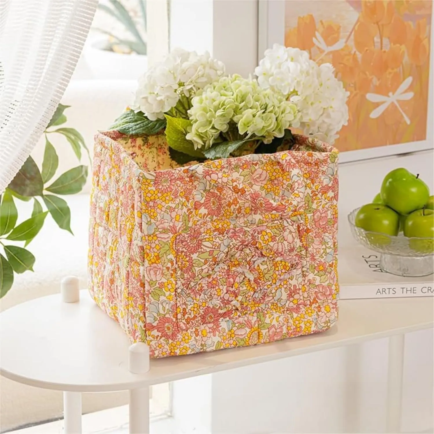 Parkeenn Boho Fabric Storage Basket, Parkeenn Large Capacity Decorative Storage Baskets with Handle, Portable Folding Bag for Clothes and Sundries, Foldable Clothes Hamper for Home, Bedroom (J)