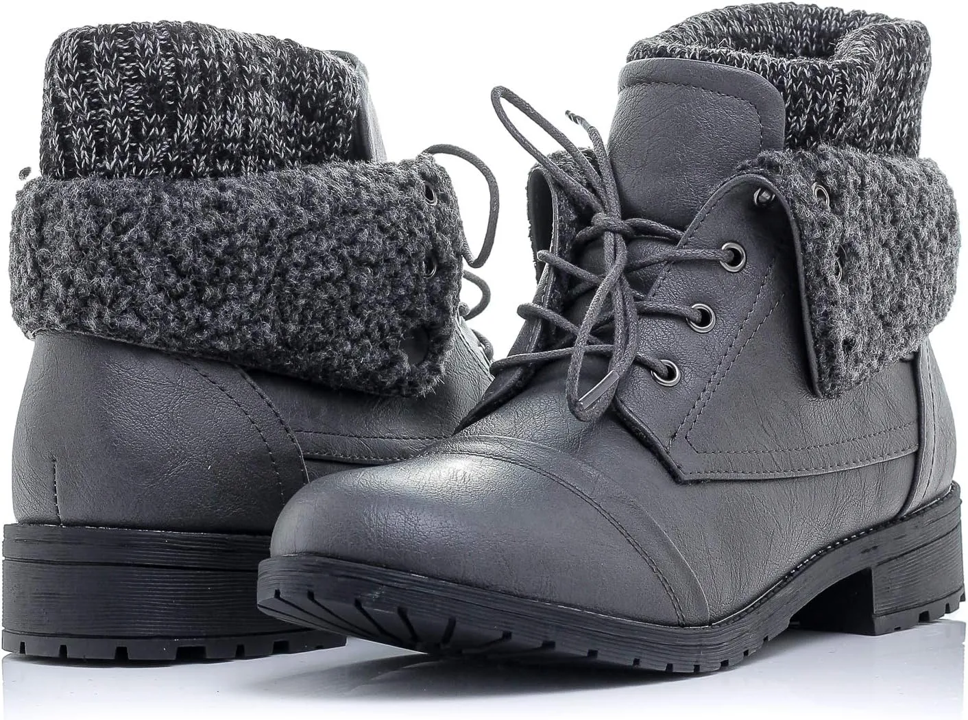 Patty-01 Women's Combat Style Lace Up Ankle Bootie Women's Hiking Boot with Rugged Low Heel