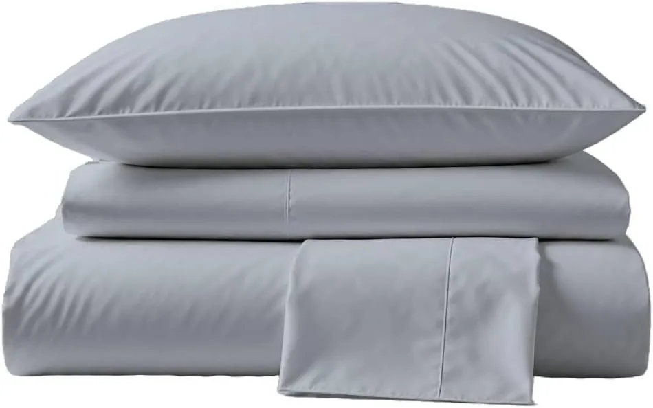 Peru Pima, Queen Size Bed Sheet Set, 4 Piece Bedding, 600 Thread Count, Breathable & Cooling Sheets, Sateen, 100% Peruvian Pima Cotton, Slate