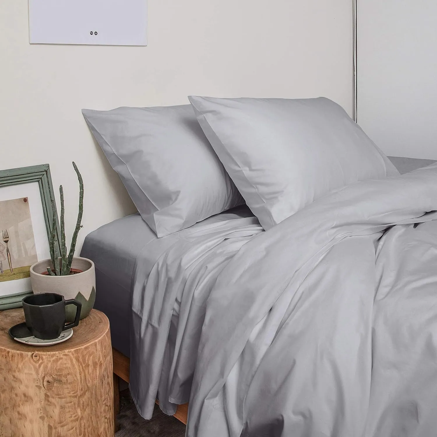 Peru Pima, Queen Size Bed Sheet Set, 4 Piece Bedding, 600 Thread Count, Breathable & Cooling Sheets, Sateen, 100% Peruvian Pima Cotton, Slate
