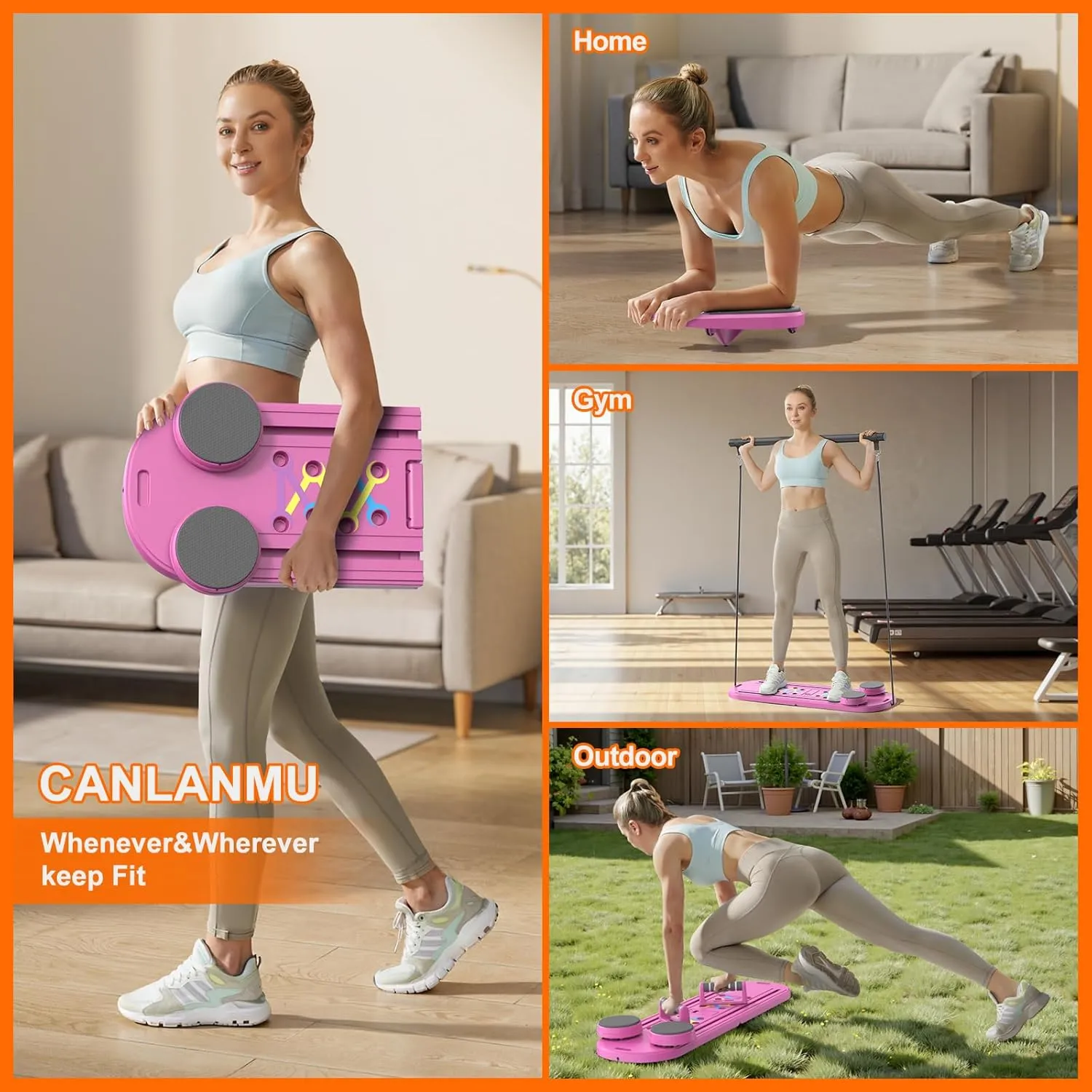 Pilates Board,Multifunctional Rebound Abdominal Board,Foldable Pilates Reformer Set,Ab Core Trainer Machine,Ab Board,Exercise Board,Abs Workout Equipment for Women Men Home Gym Equipment