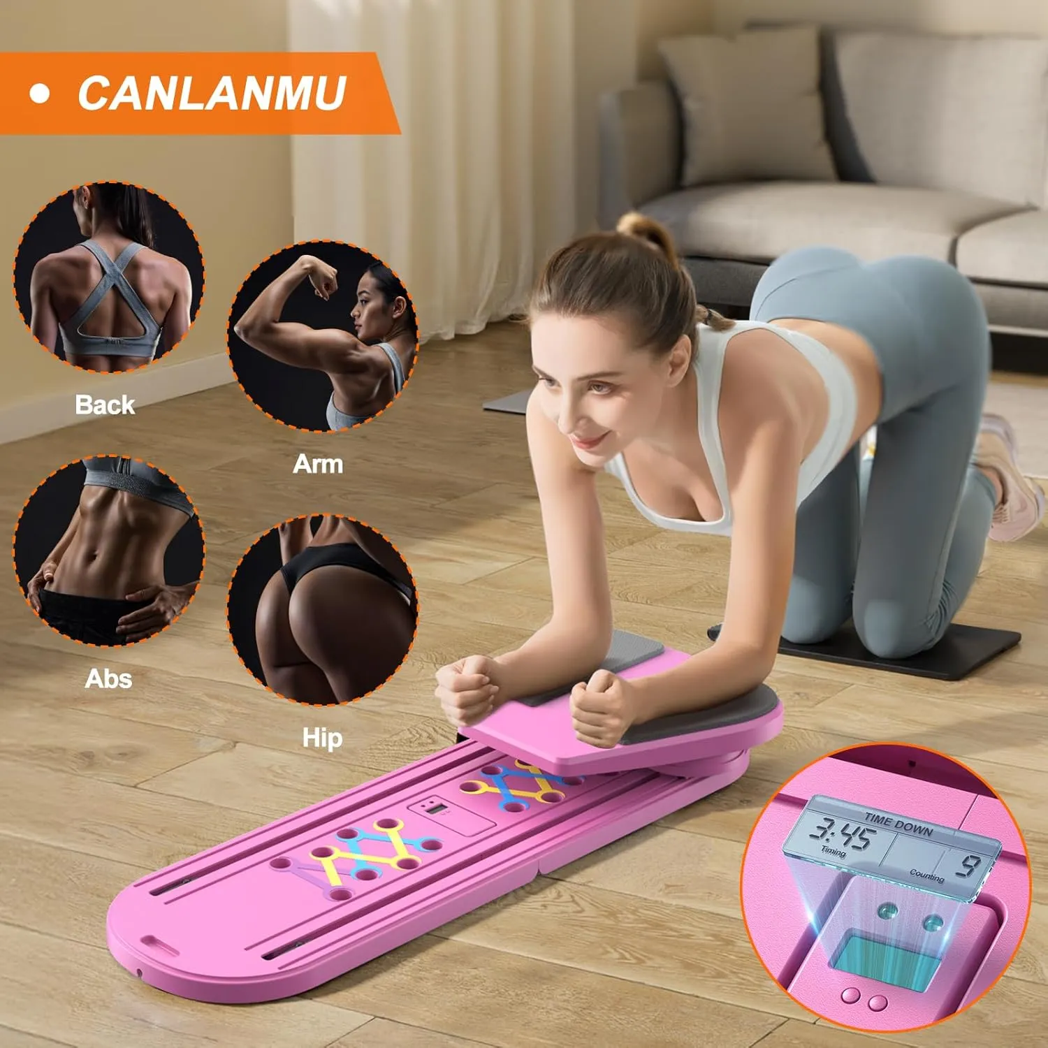 Pilates Board,Multifunctional Rebound Abdominal Board,Foldable Pilates Reformer Set,Ab Core Trainer Machine,Ab Board,Exercise Board,Abs Workout Equipment for Women Men Home Gym Equipment