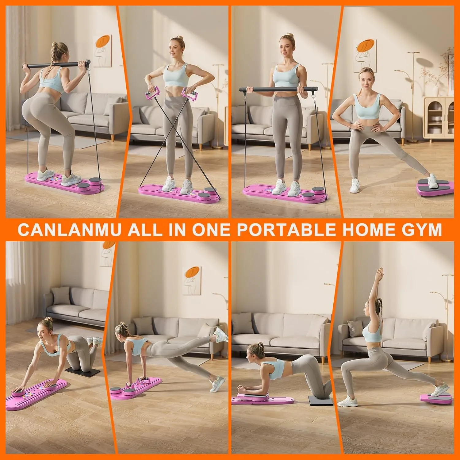 Pilates Board,Multifunctional Rebound Abdominal Board,Foldable Pilates Reformer Set,Ab Core Trainer Machine,Ab Board,Exercise Board,Abs Workout Equipment for Women Men Home Gym Equipment