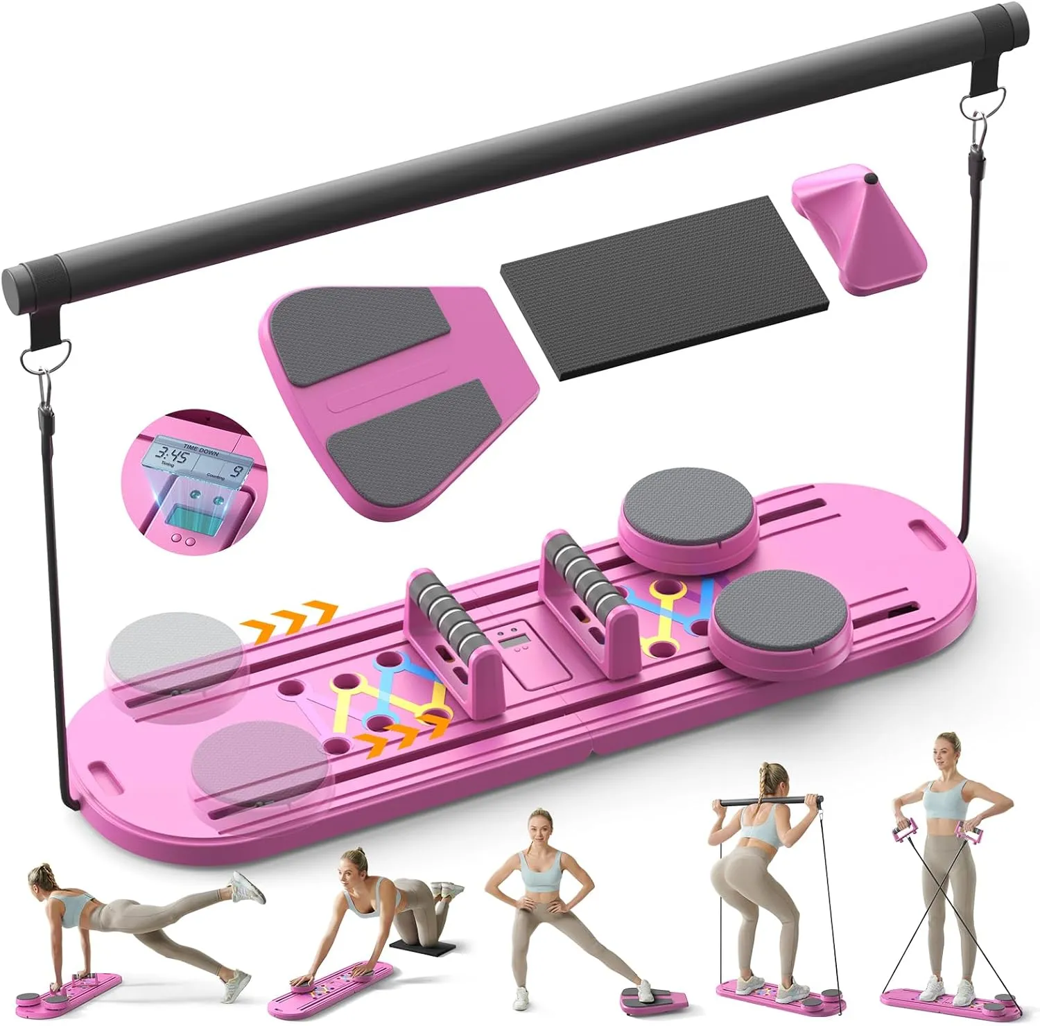 Pilates Board,Multifunctional Rebound Abdominal Board,Foldable Pilates Reformer Set,Ab Core Trainer Machine,Ab Board,Exercise Board,Abs Workout Equipment for Women Men Home Gym Equipment