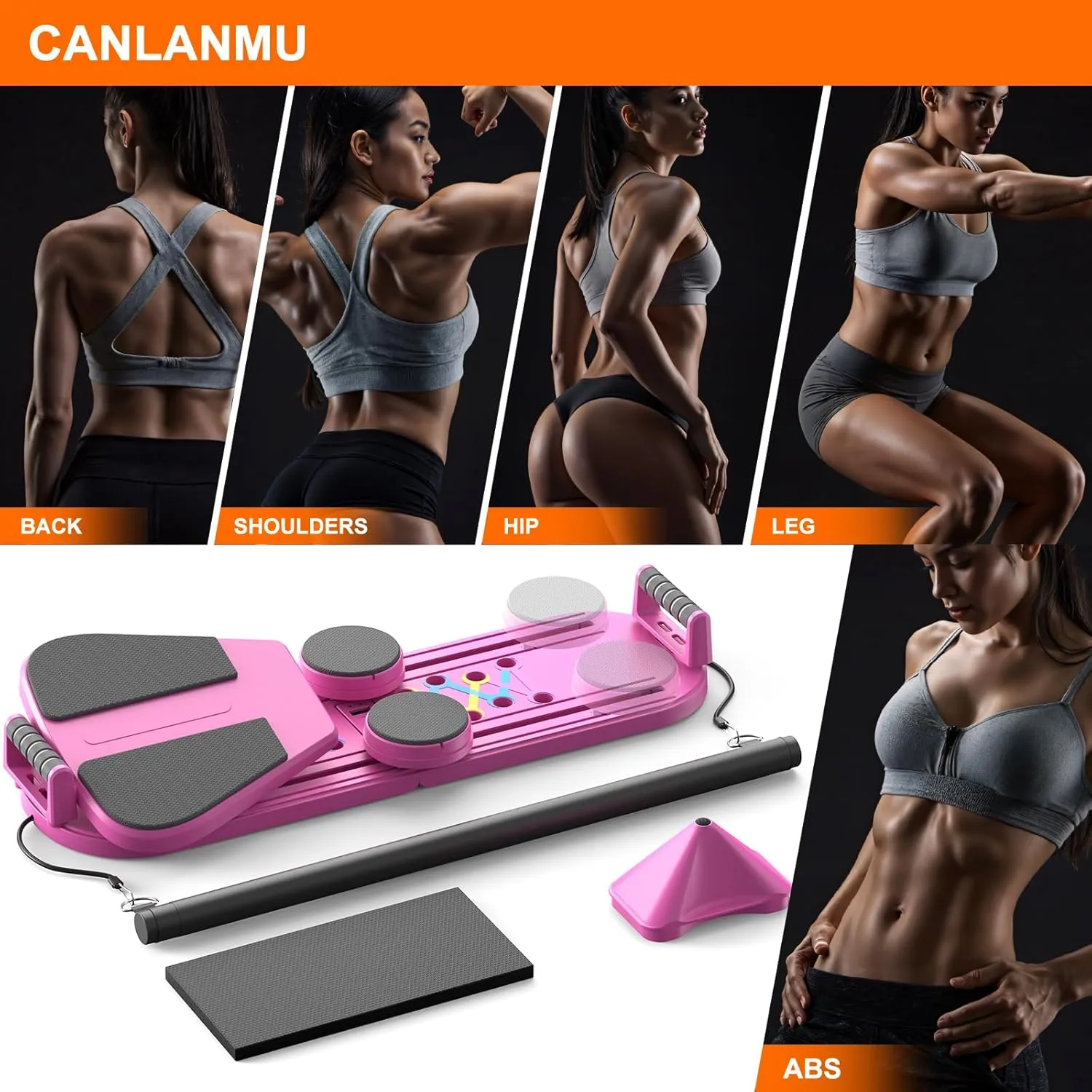 Pilates Board,Multifunctional Rebound Abdominal Board,Foldable Pilates Reformer Set,Ab Core Trainer Machine,Ab Board,Exercise Board,Abs Workout Equipment for Women Men Home Gym Equipment